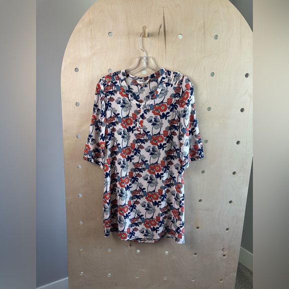 Moussy Vintage Floral Japanese Cherry Blossom Crepe Tunic Dress Medium - Picture 1 of 6